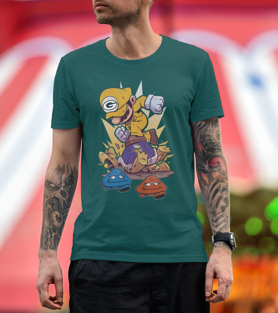 Green Bay Packers Mario Jumping On Minnesota Vikings Goombas T-Shirt