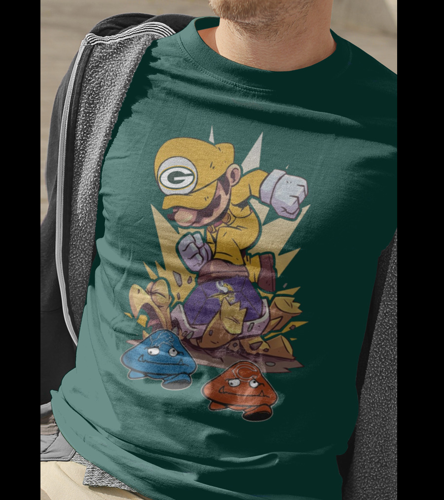 Green Bay Packers Mario Jumping On Minnesota Vikings Goombas T-Shirt