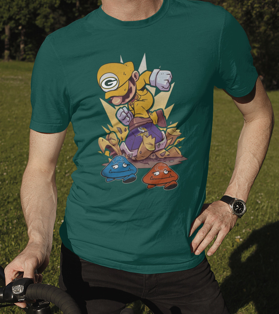 Green Bay Packers Mario Jumping On Minnesota Vikings Goombas T-Shirt