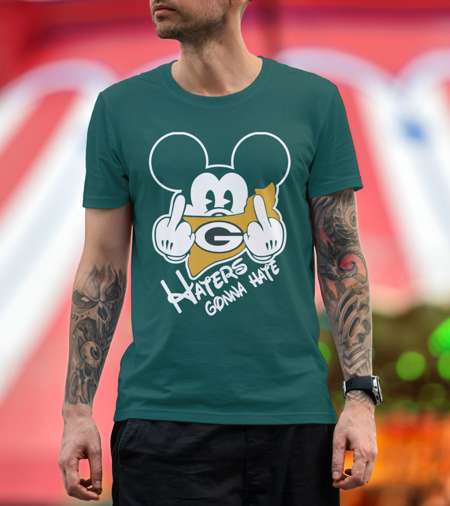 Packers Logo With Mouse Ears And Haters Gonna Hate T-Shirt