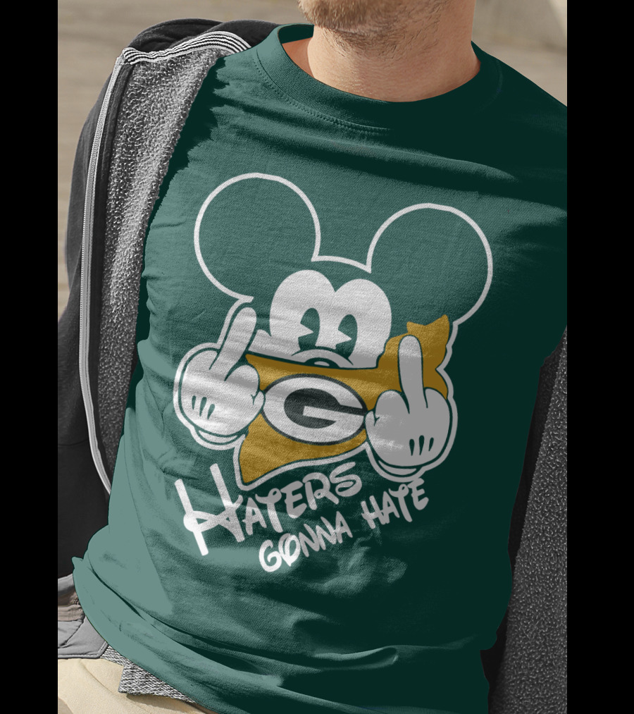 Packers Logo With Mouse Ears And Haters Gonna Hate T-Shirt