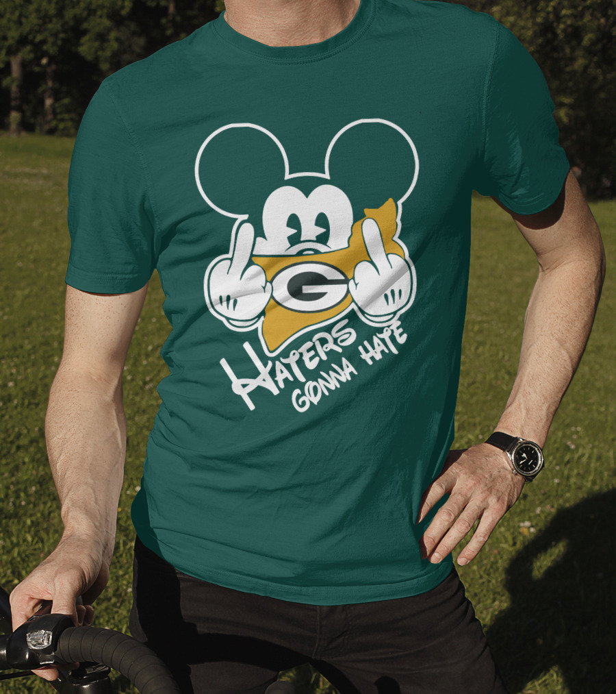 Packers Logo With Mouse Ears And Haters Gonna Hate T-Shirt