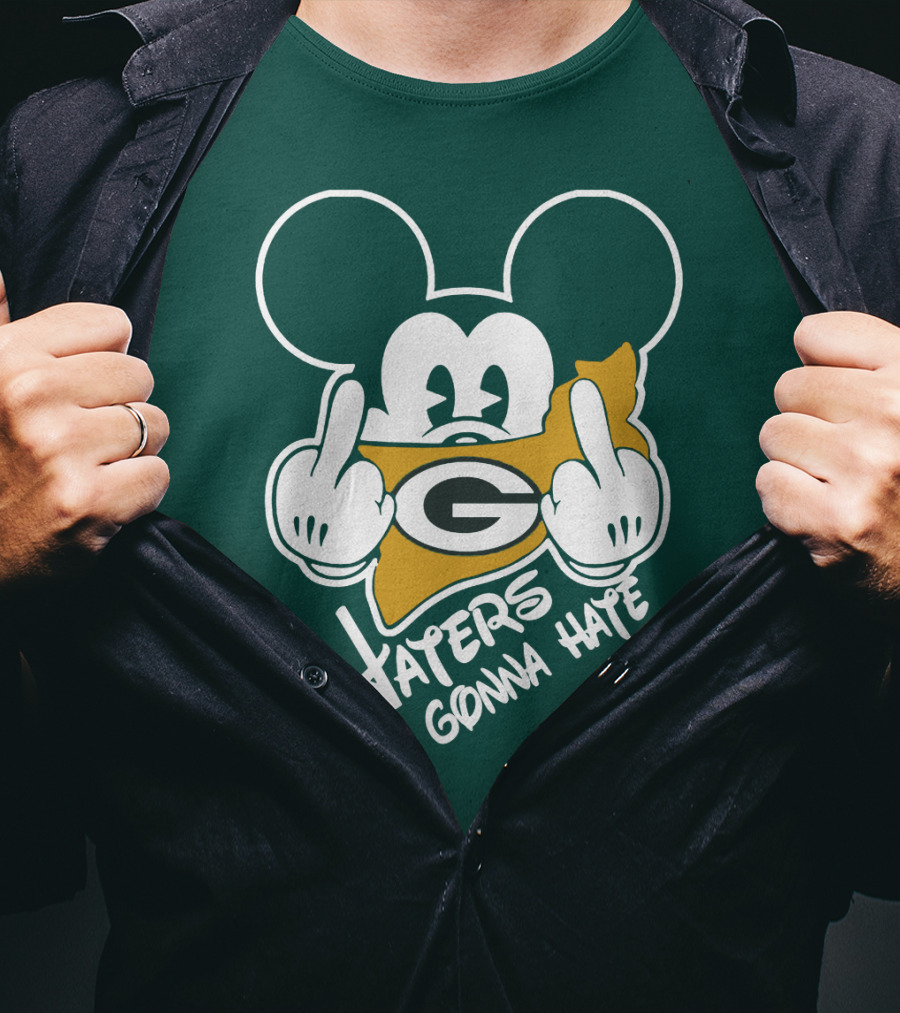 Packers Logo With Mouse Ears And Haters Gonna Hate T-Shirt