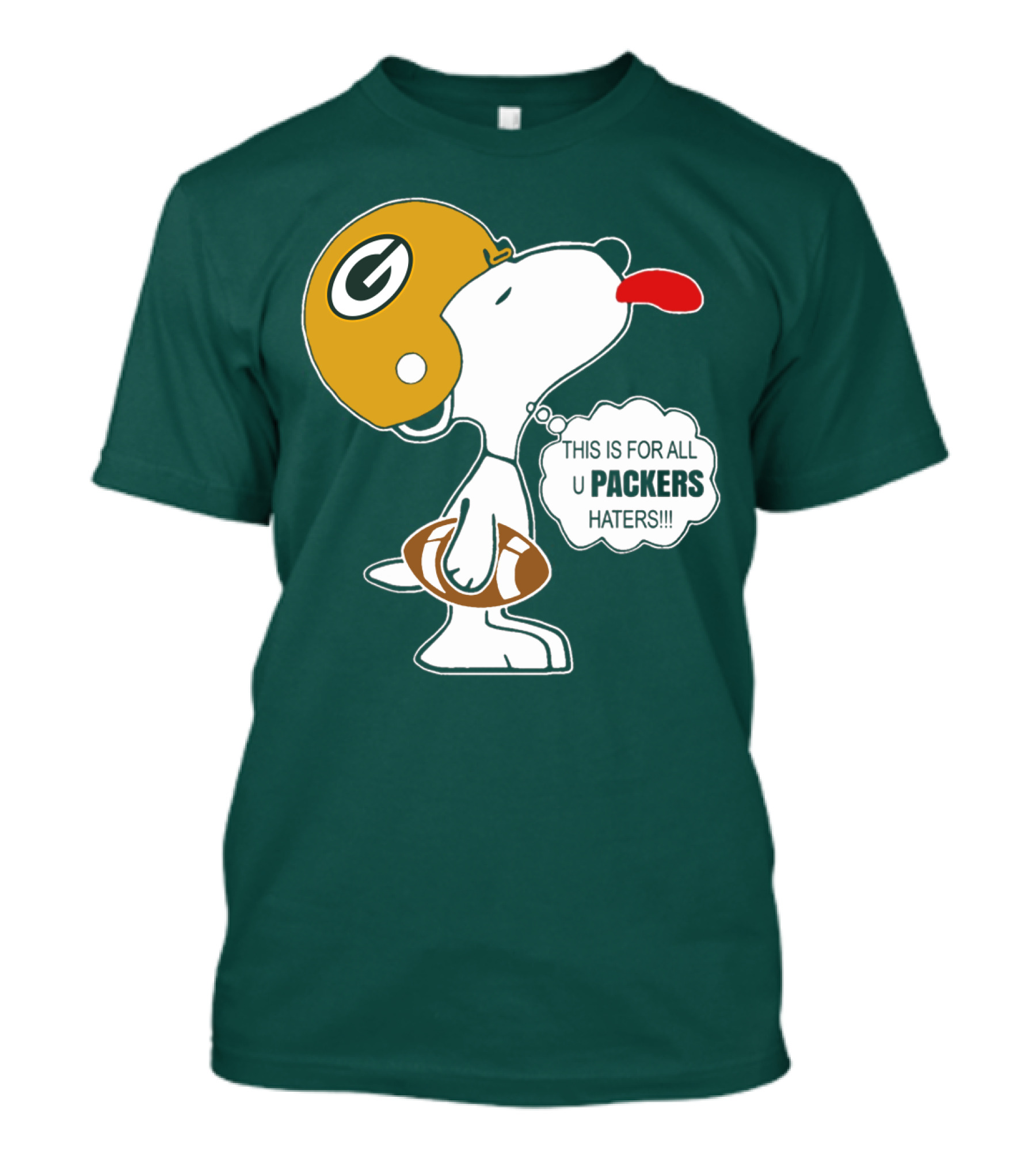 Green Bay Packers Snoopy Helmet Football Packers Haters T-Shirt