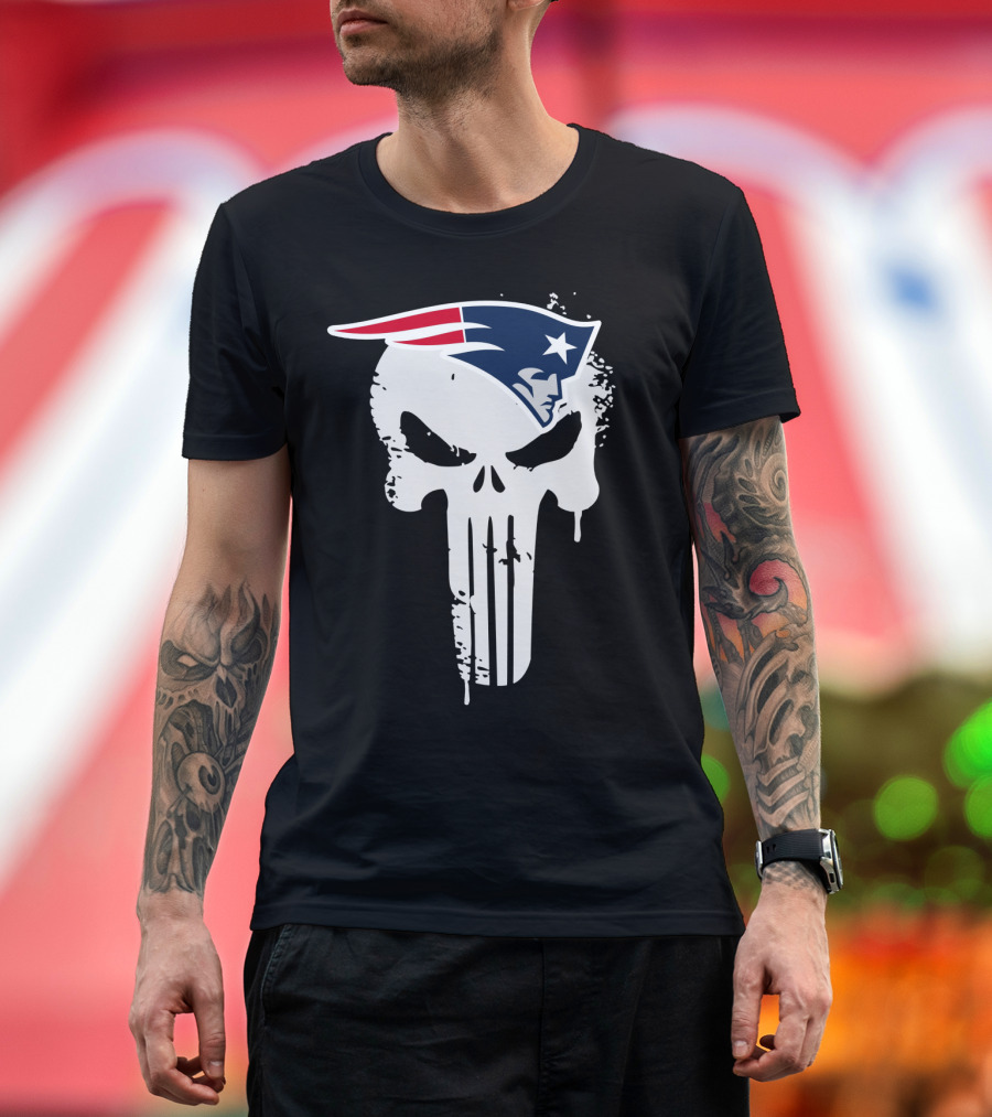 New England Patriots Punisher Skull T-Shirt