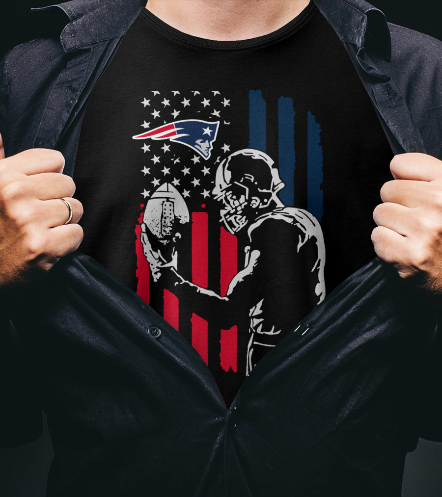 New England Patriots American Flag Football Player Nfl T-Shirt