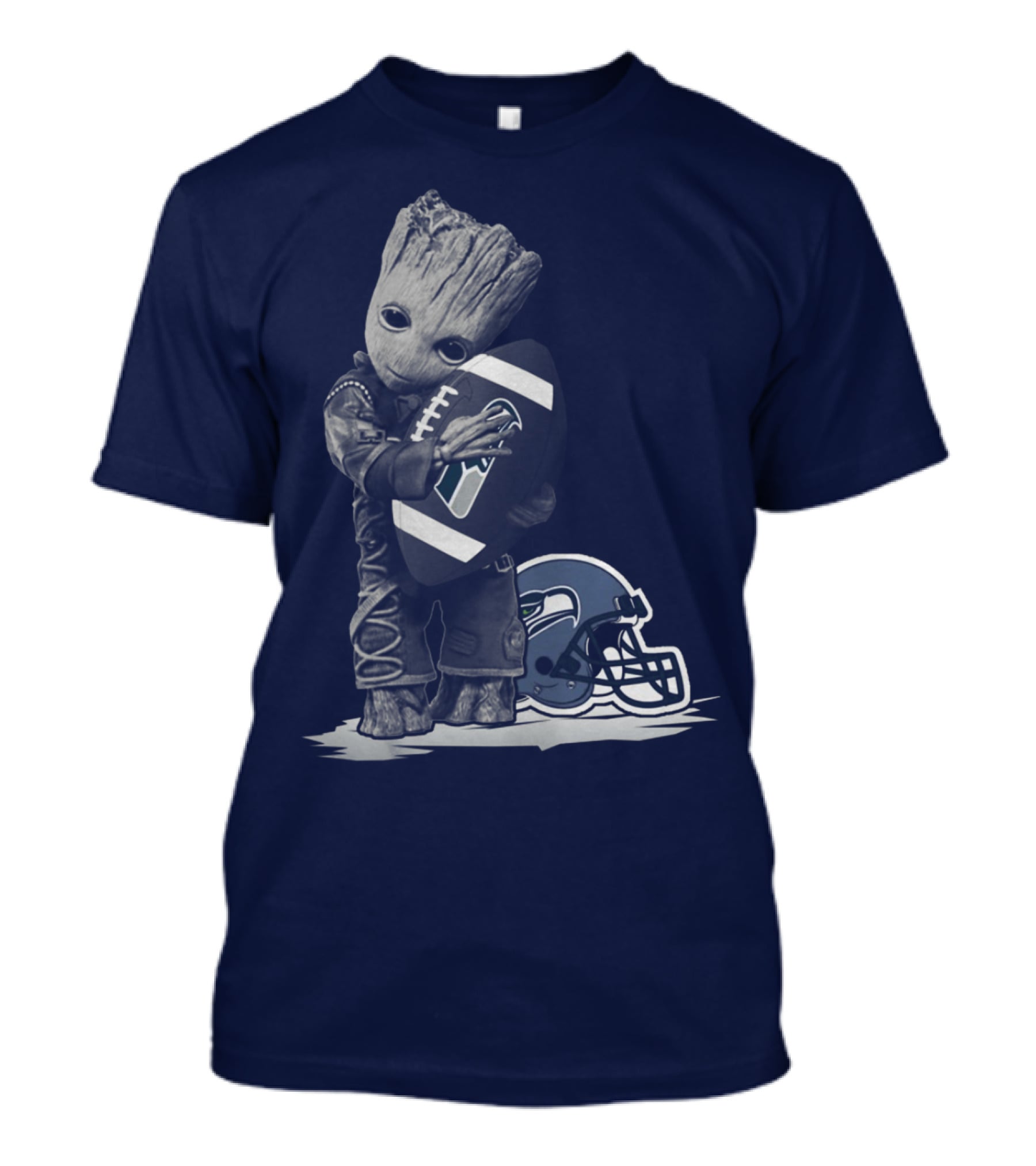 Seattle Seahawks Groot Holding Football With Helmet T-Shirt