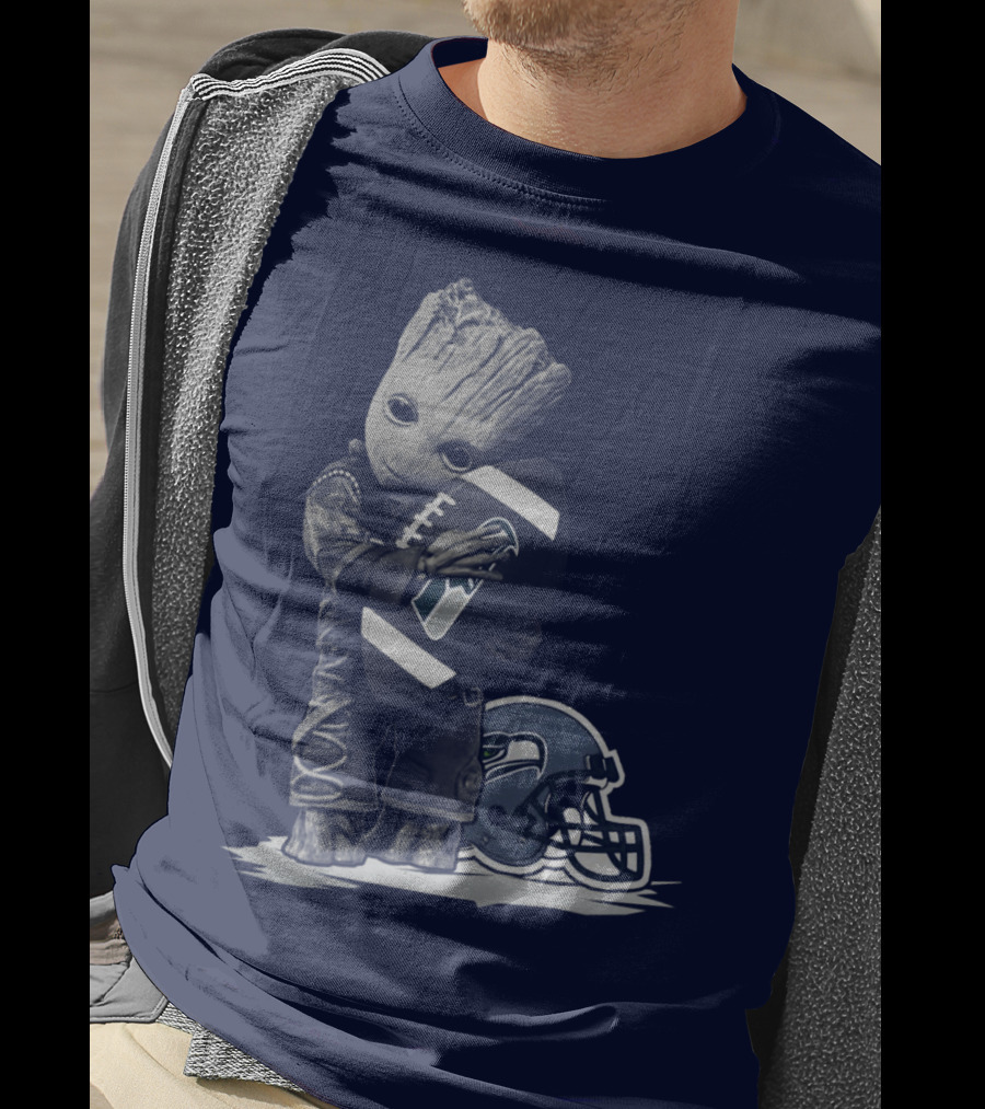 Seattle Seahawks Groot Holding Football With Helmet T-Shirt