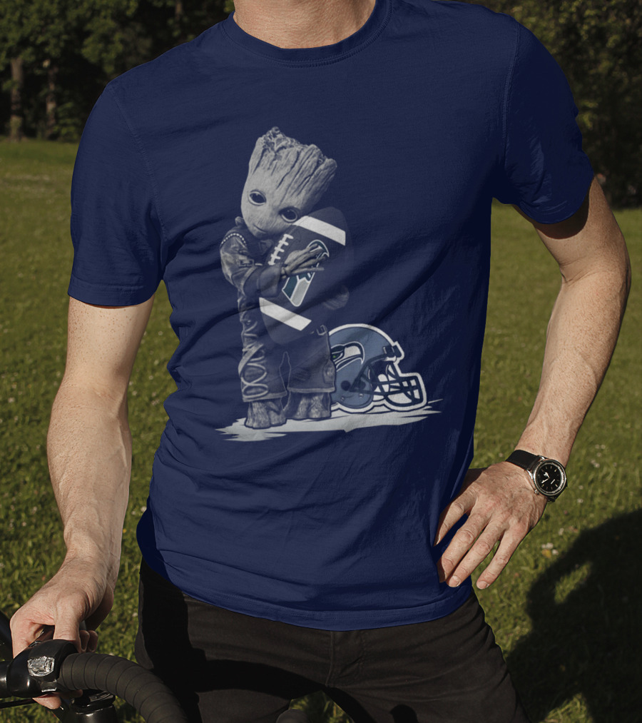 Seattle Seahawks Groot Holding Football With Helmet T-Shirt