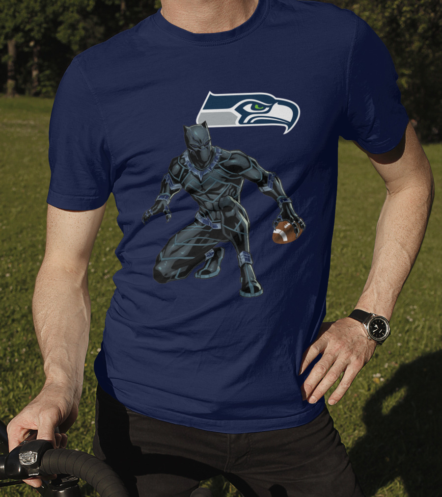 Seattle Seahawks Black Panther Football Character T-Shirt