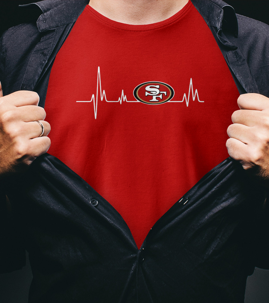 San Francisco 49ers Heartbeat Logo Red T-Shirt