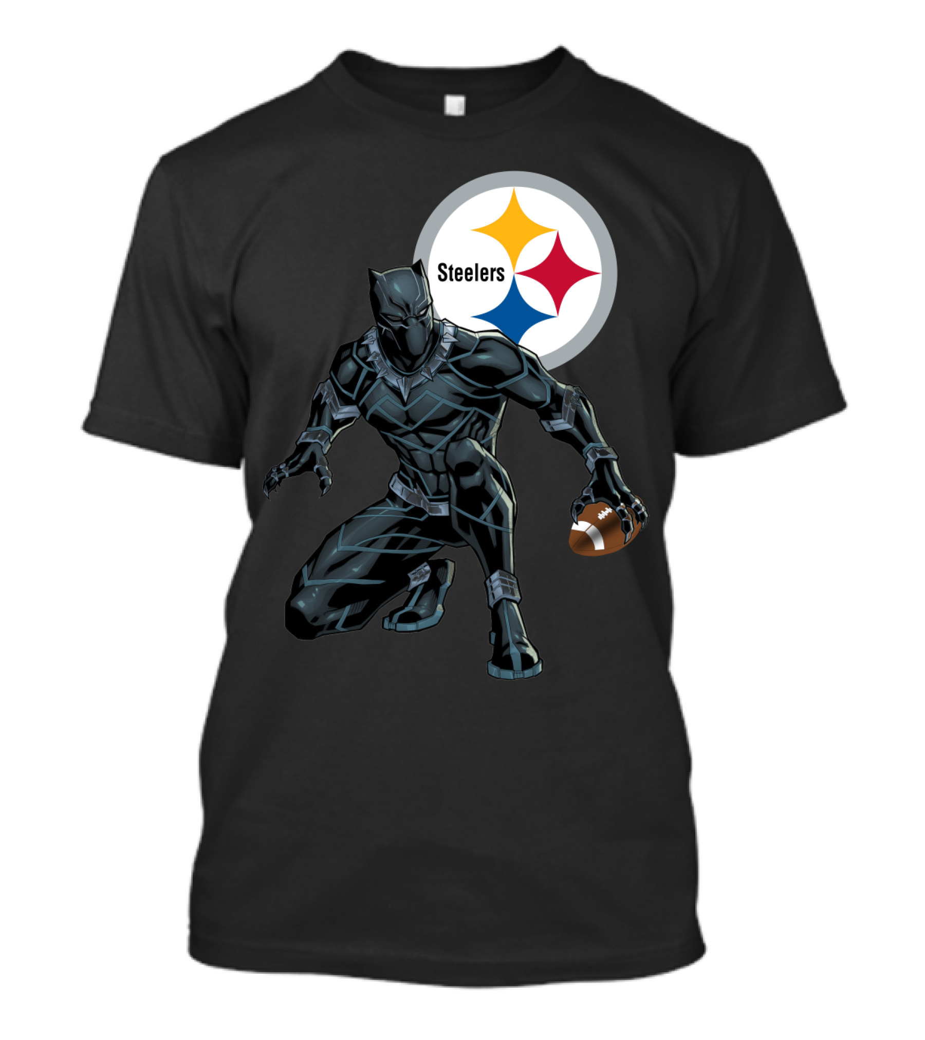 Pittsburgh Steelers Black Panther Football Crossover T-Shirt
