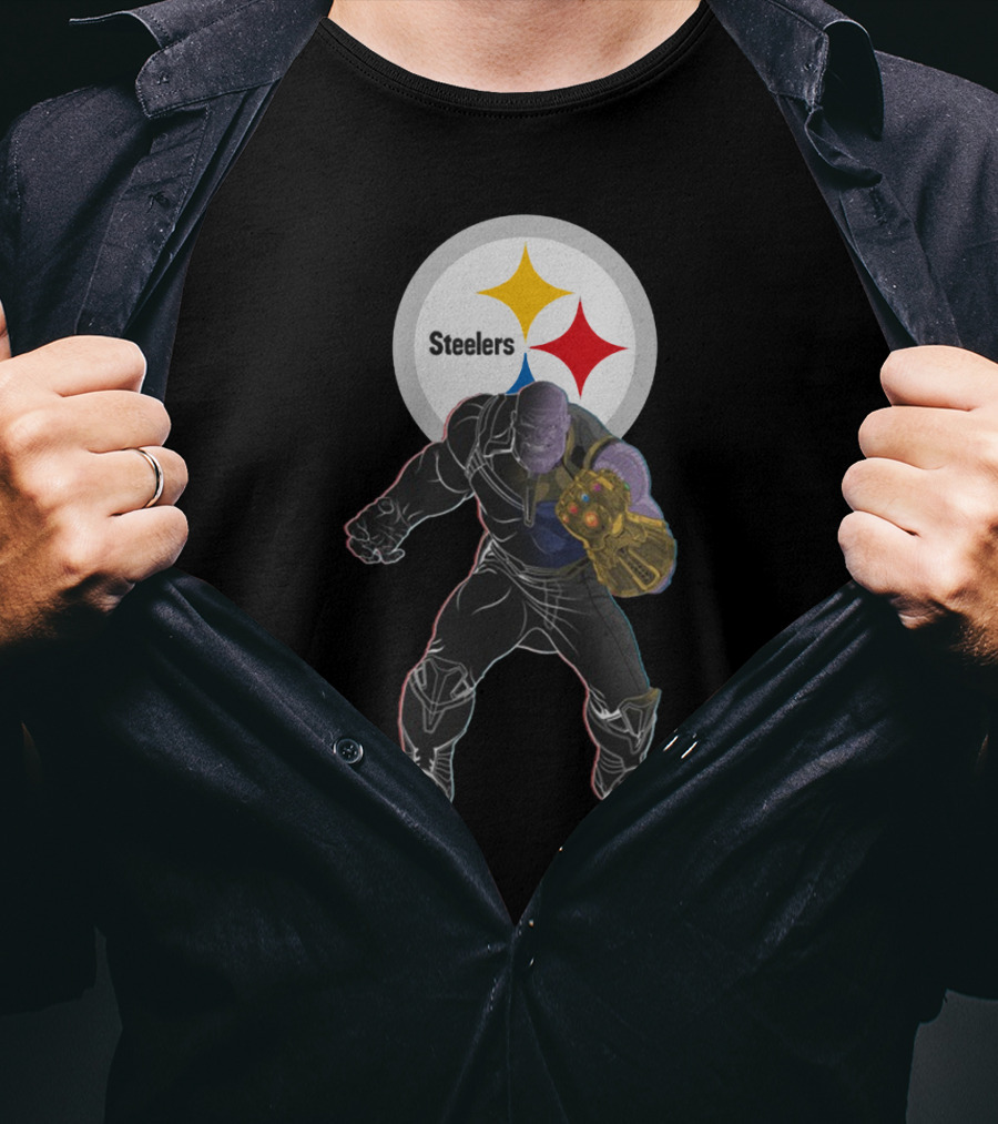 Steelers Nfl Team With Infinity Gauntlet Comic Crossover T-Shirt