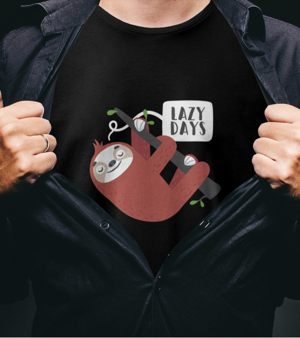 Lazy Days Sloth Hanging On Branch T-Shirt