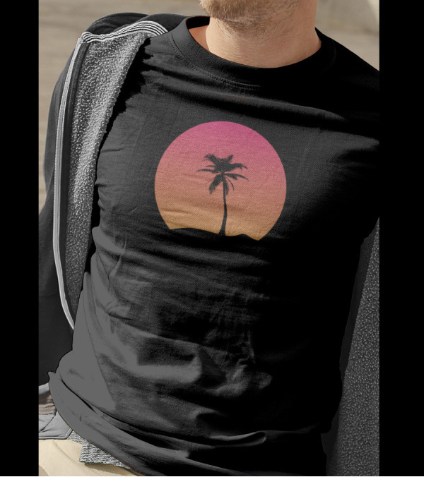 Silhouette Palm Tree Sunset Lazy Summer T-Shirt