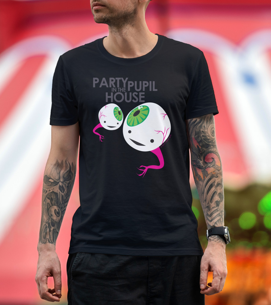 Eyeball Party Pupil in the House Floating Green Eye Creatures T-Shirt