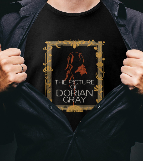 Books Collection: Floral Frame Design Featuring The Picture Of Dorian Gray T-Shirt