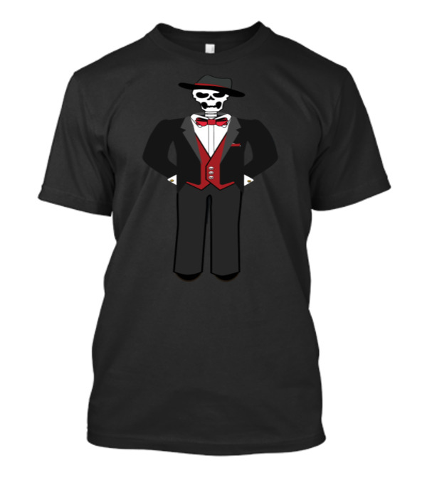 Skeleton In Suit With Bow Tie And Hat T-Shirt