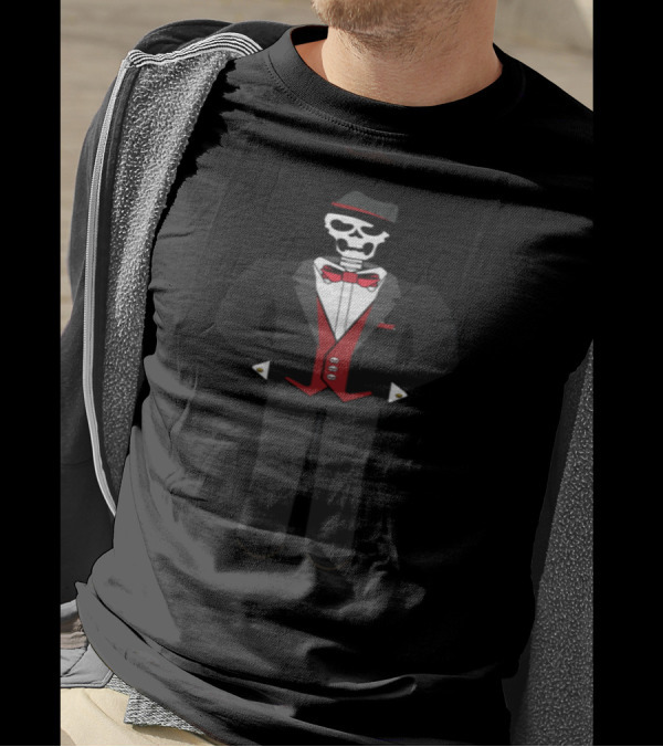 Skeleton In Suit With Bow Tie And Hat T-Shirt