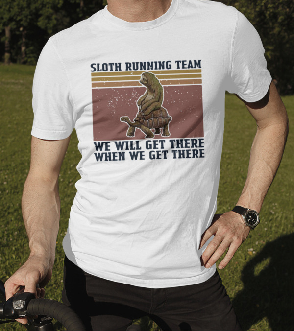 Sloth Running Team We Will Get There When We Get There Vintage Turtle T-Shirt
