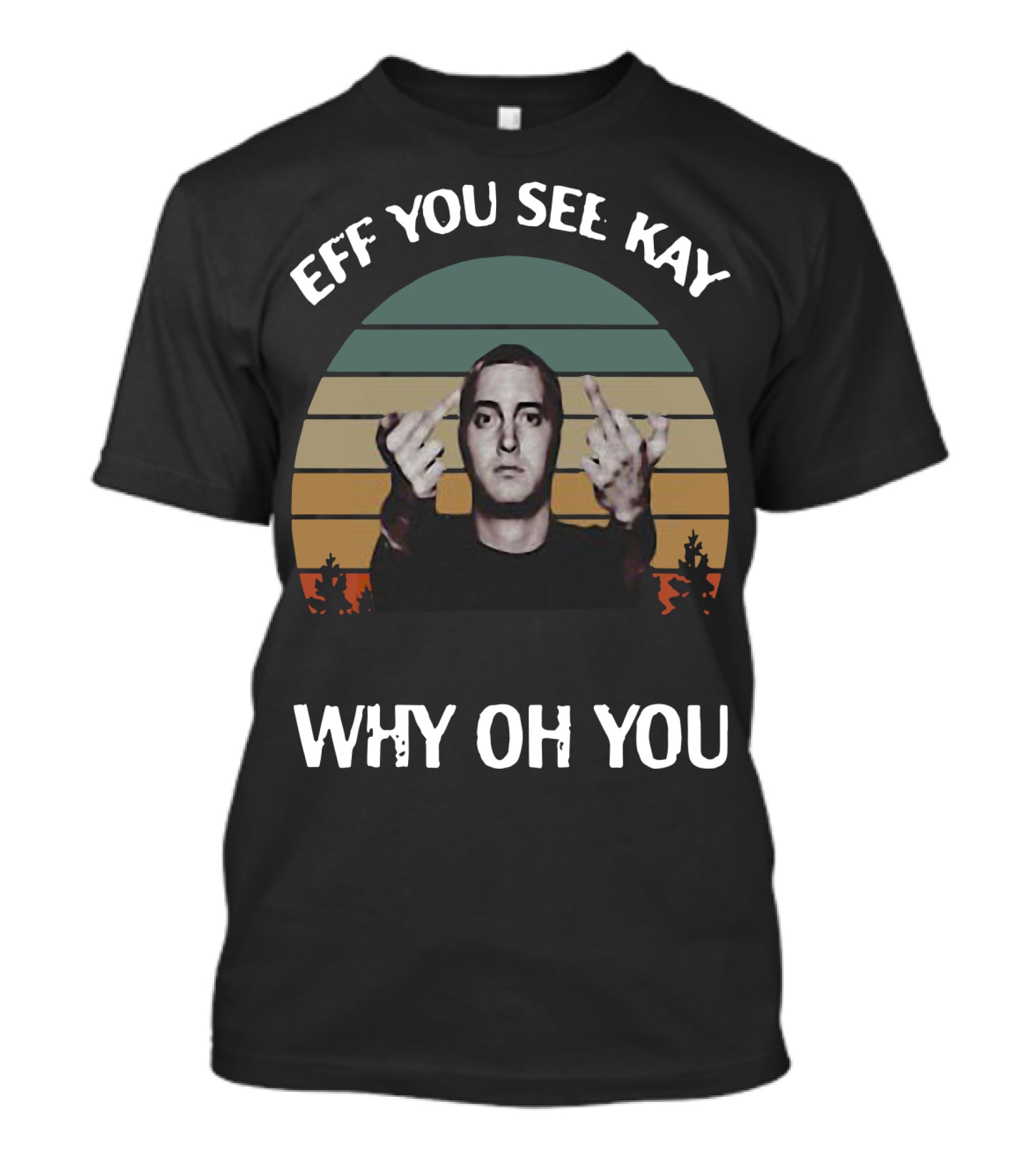 Vintage Michael Wilfling Eff You See Kay Why Oh You Middle Finger Retro Sunset T-Shirt