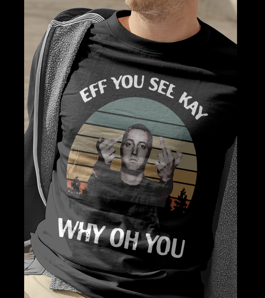 Vintage Michael Wilfling Eff You See Kay Why Oh You Middle Finger Retro Sunset T-Shirt