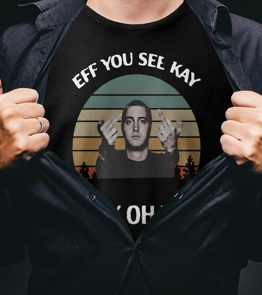 Vintage Michael Wilfling Eff You See Kay Why Oh You Middle Finger Retro Sunset T-Shirt