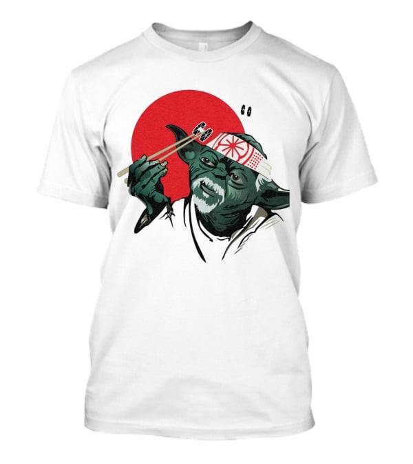 Master Yoda With Chopsticks Karate Kid Miyagi Headband Red Circle T-Shirt