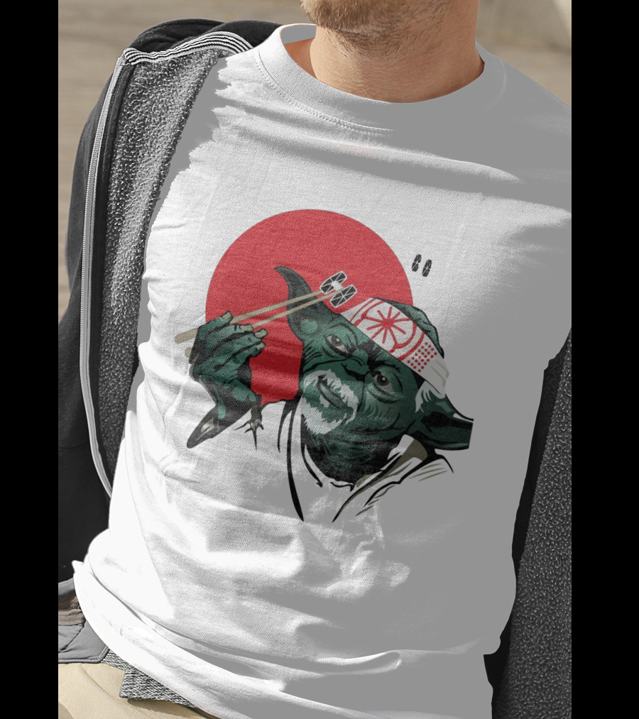 Master Yoda With Chopsticks Karate Kid Miyagi Headband Red Circle T-Shirt