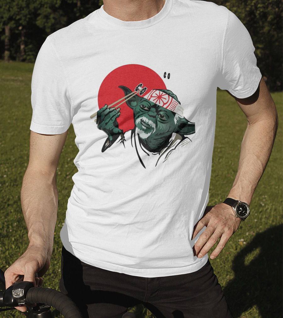 Master Yoda With Chopsticks Karate Kid Miyagi Headband Red Circle T-Shirt