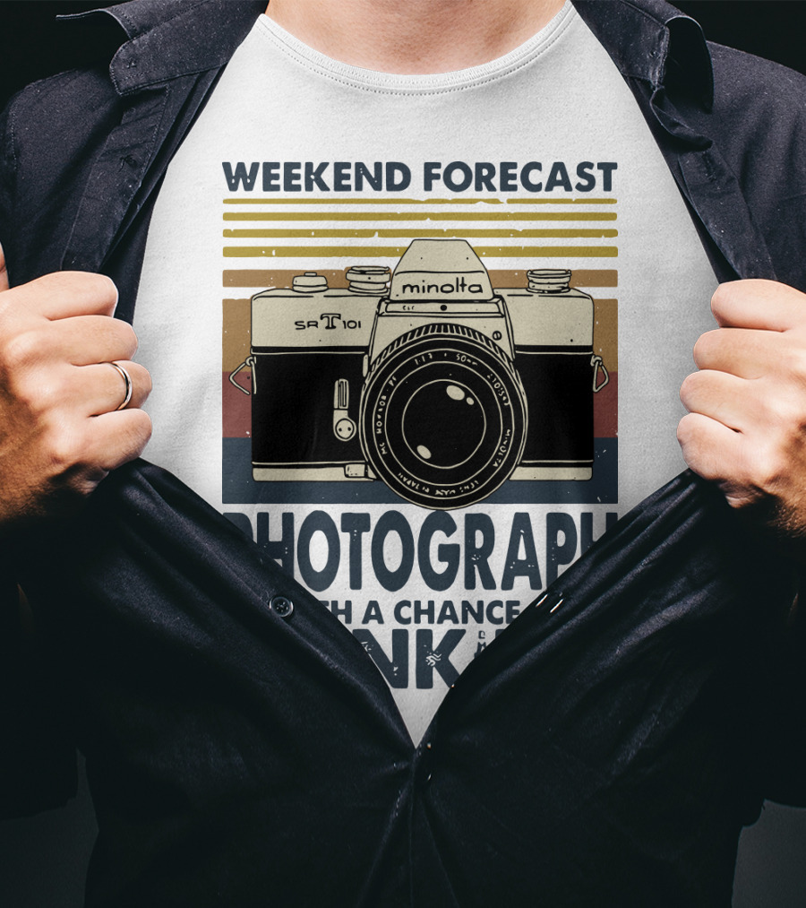 Weekend Forecast Minolta SR-T 101 Photograph With A Chance Of Drinking T-Shirt