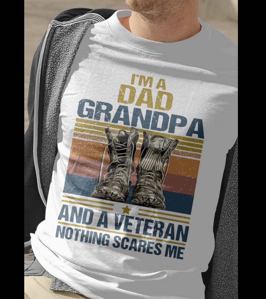 I'm A Dad Grandpa And A Veteran Nothing Scares Me Vintage Shoes T-Shirt