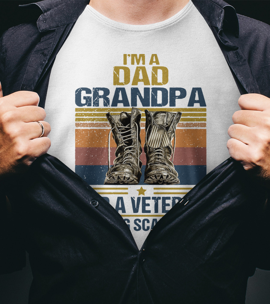 I'm A Dad Grandpa And A Veteran Nothing Scares Me Vintage Shoes T-Shirt