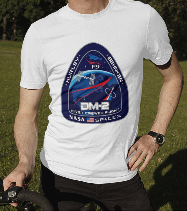 Nasa Spacex DM-2 Hurley Behnken First Crewed Flight F9 Badge T-Shirt