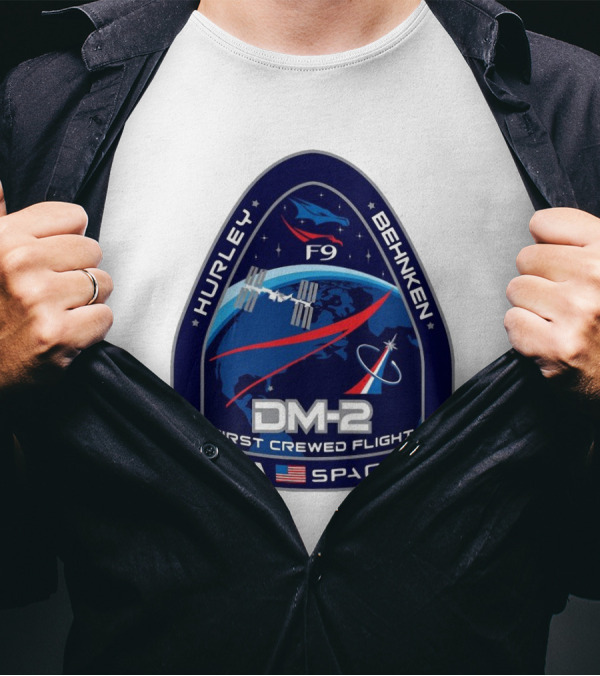 Nasa Spacex DM-2 Hurley Behnken First Crewed Flight F9 Badge T-Shirt