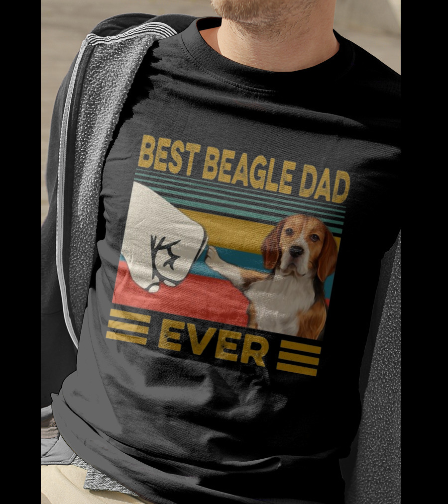 Best Beagle Dad Ever Retro Fist Bump With Beagle T-Shirt