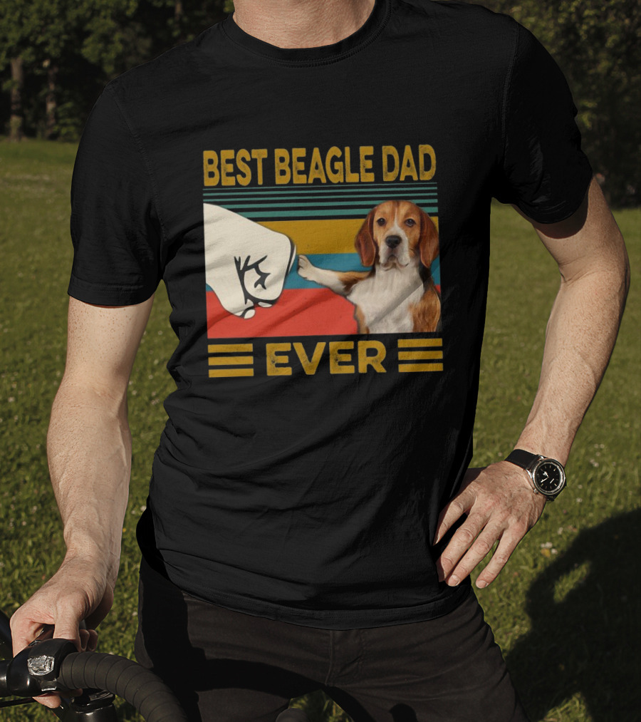 Best Beagle Dad Ever Retro Fist Bump With Beagle T-Shirt