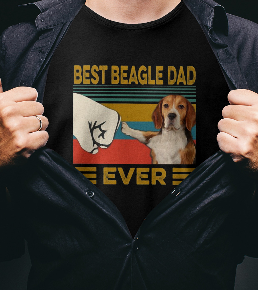 Best Beagle Dad Ever Retro Fist Bump With Beagle T-Shirt