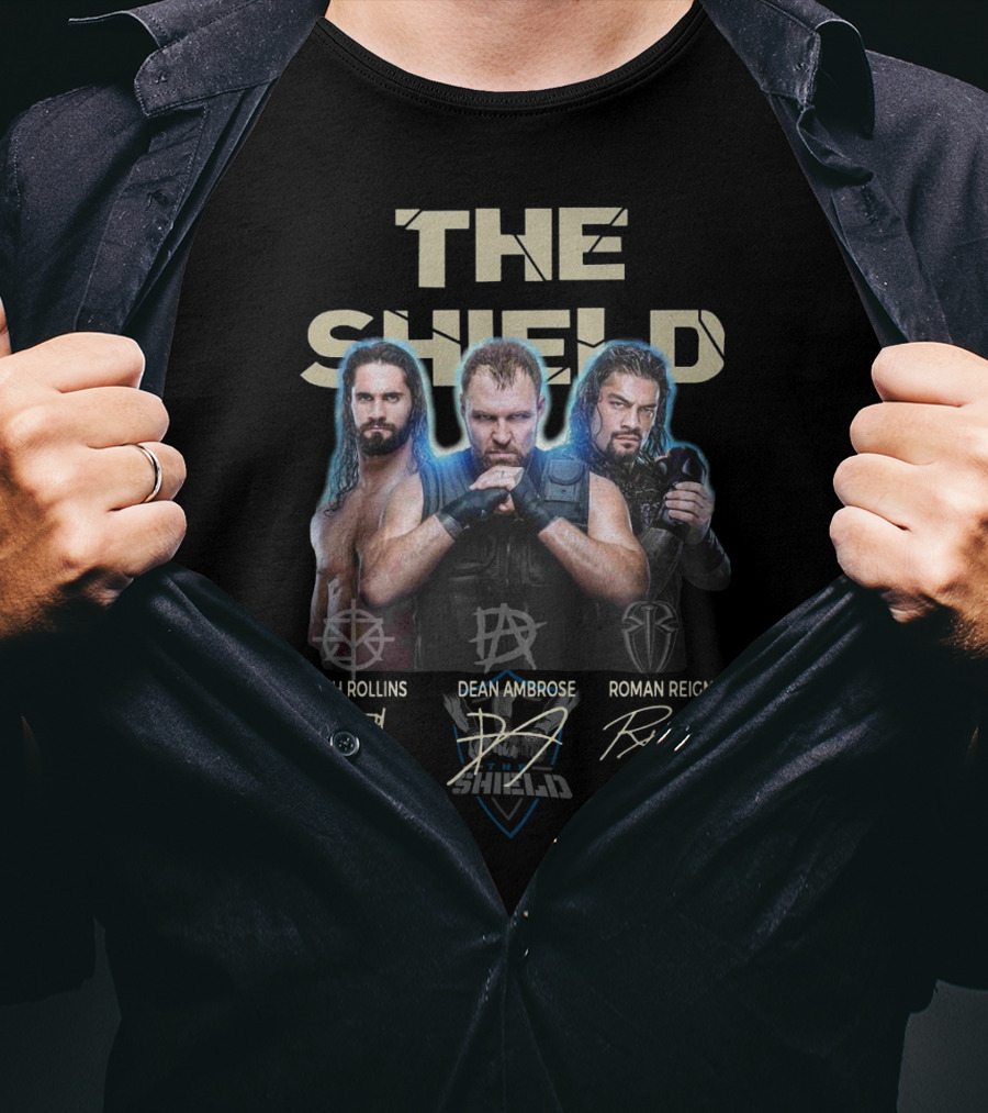 The Shield Seth Rollins Dean Ambrose Roman Reigns Signatures T-Shirt