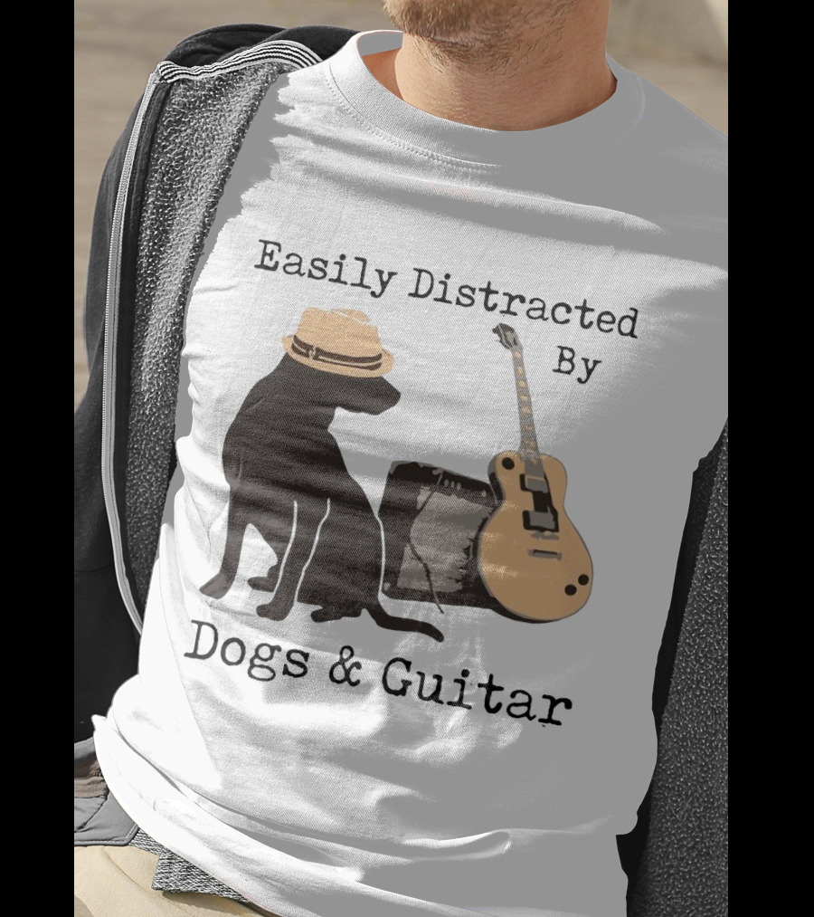 Easily Distracted By Dogs And Guitar Hat And Amplifier T-Shirt