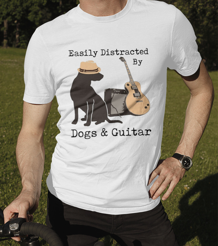 Easily Distracted By Dogs And Guitar Hat And Amplifier T-Shirt