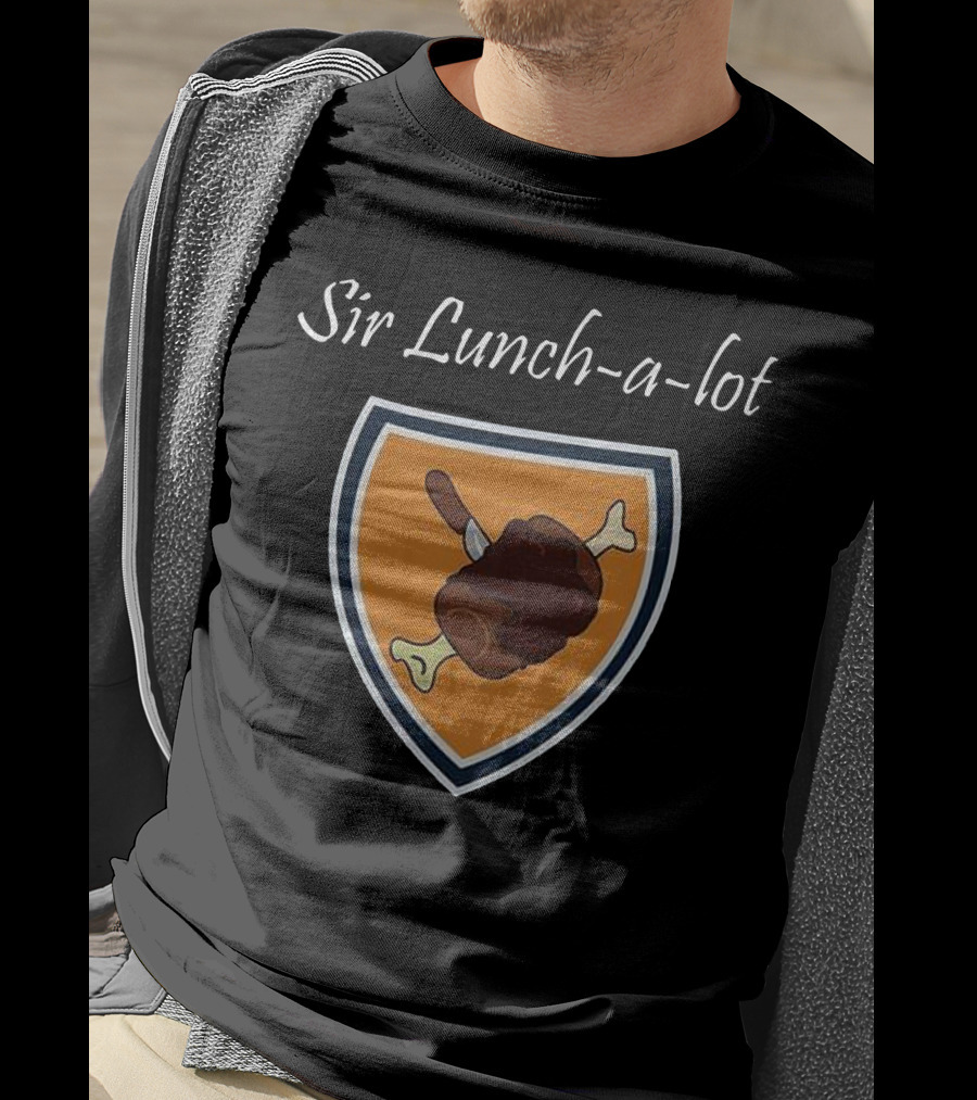 Sir Lunch-a-Lot Medieval Feast Shield Emblem T-Shirt