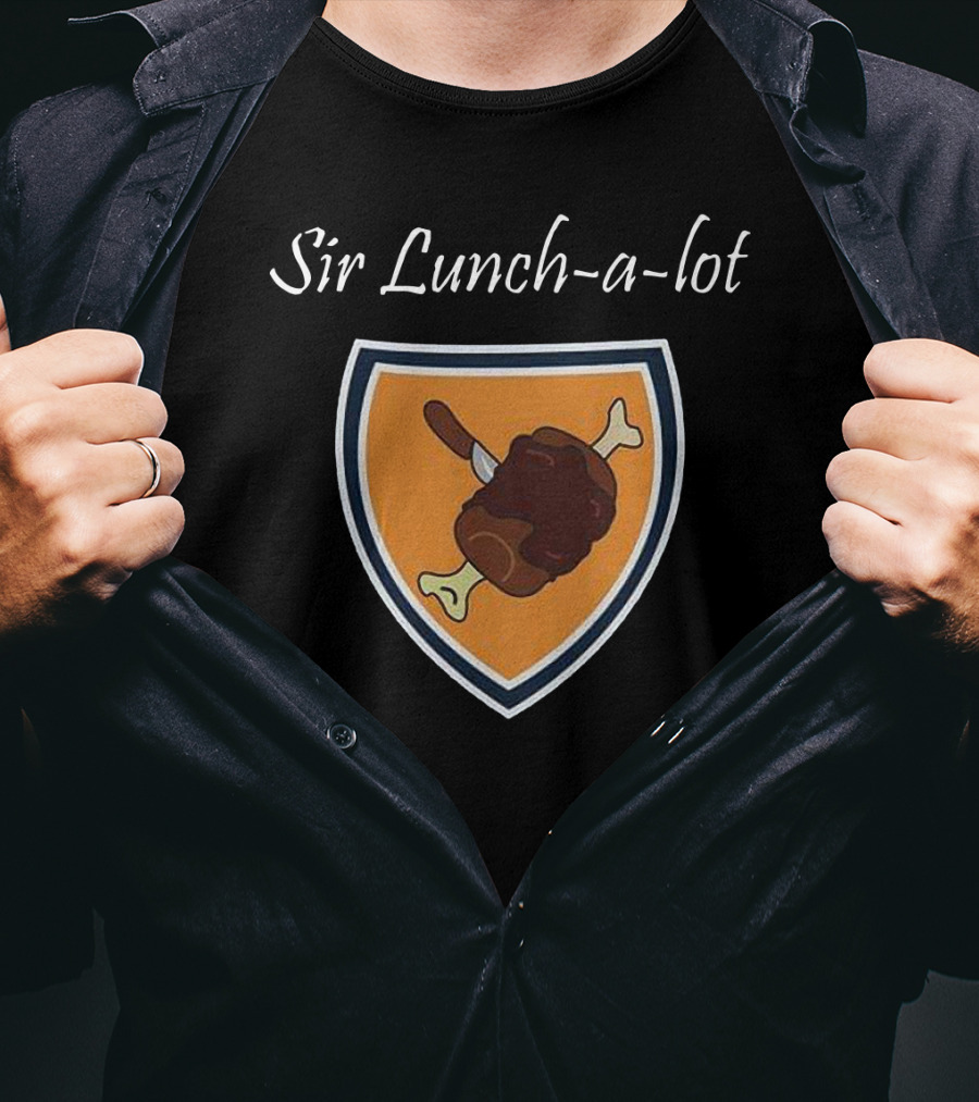 Sir Lunch-a-Lot Medieval Feast Shield Emblem T-Shirt