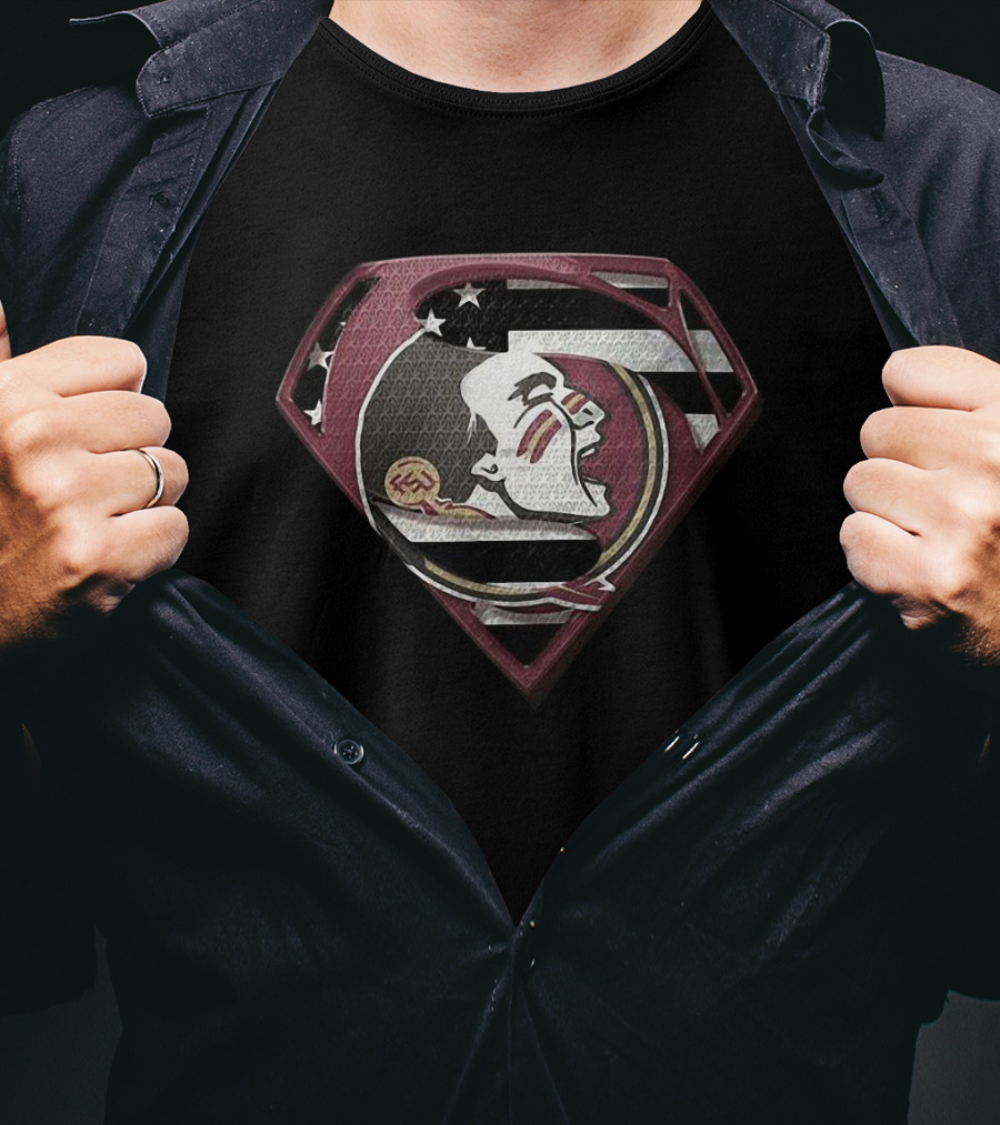 Florida State Seminoles Emblem With Superman Shield T-Shirt
