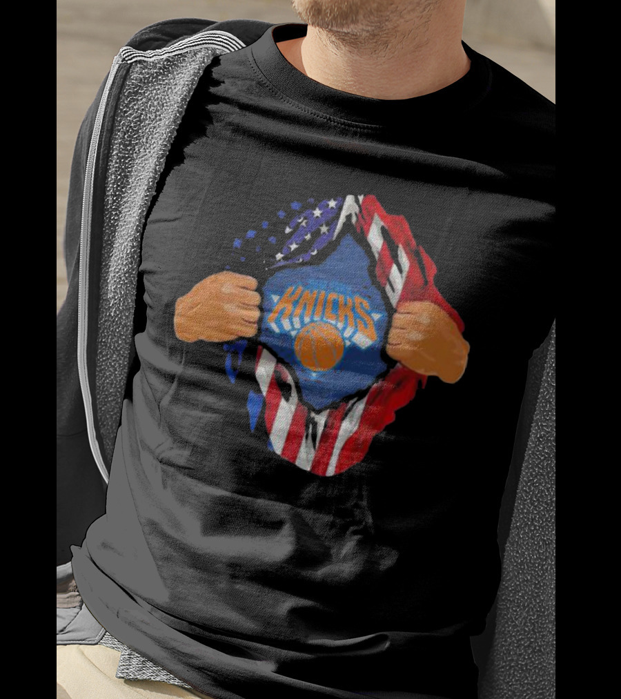 New York Knicks American Flag Inside Me Basketball T-Shirt