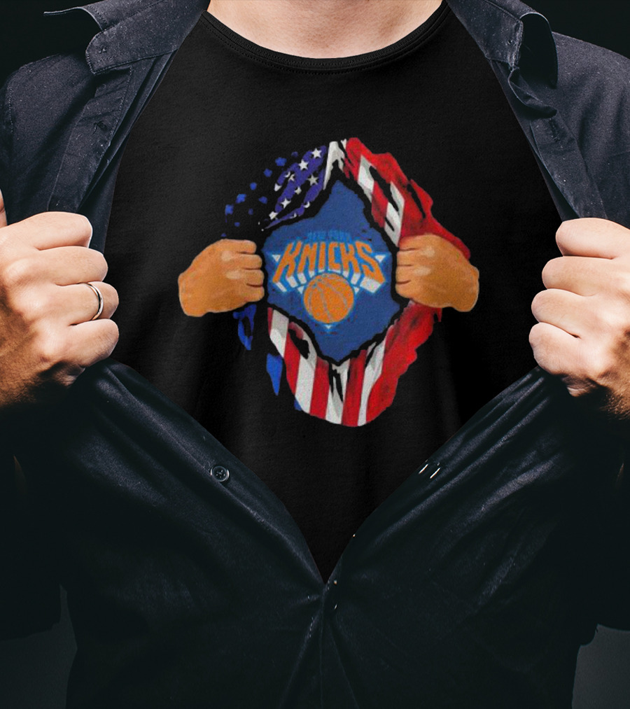 New York Knicks American Flag Inside Me Basketball T-Shirt
