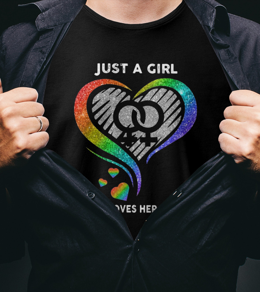 Just A Girl Who Loves Her Wifey Rainbow Heart T-Shirt