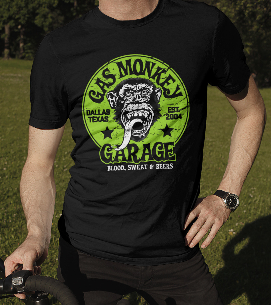 Gas Monkey Garage Dallas Texas EST 2004 Blood Sweat And Beers T-Shirt