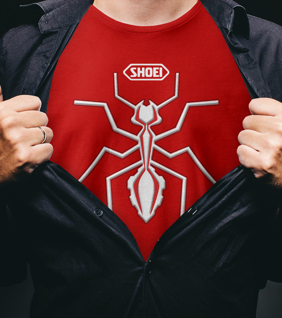 Shoei Logo Red With White Spider Outline T-Shirt