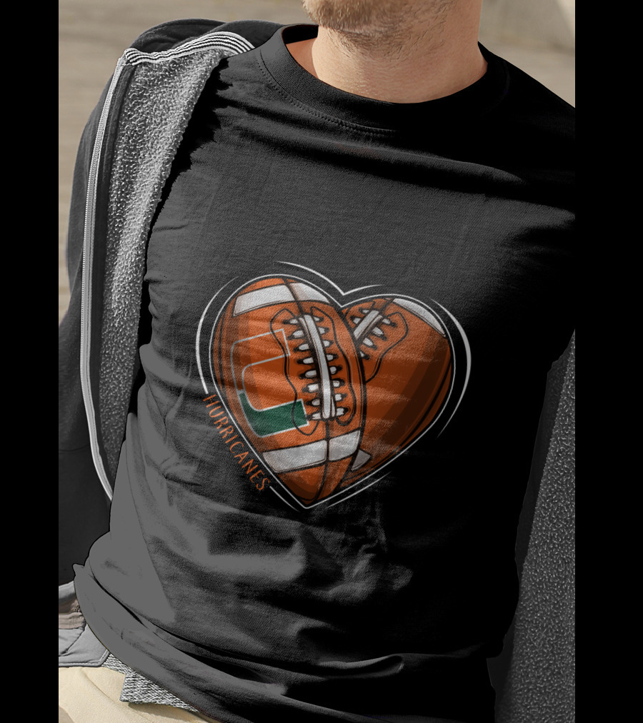 Hurricanes Heart Football NCAA Miami T-Shirt